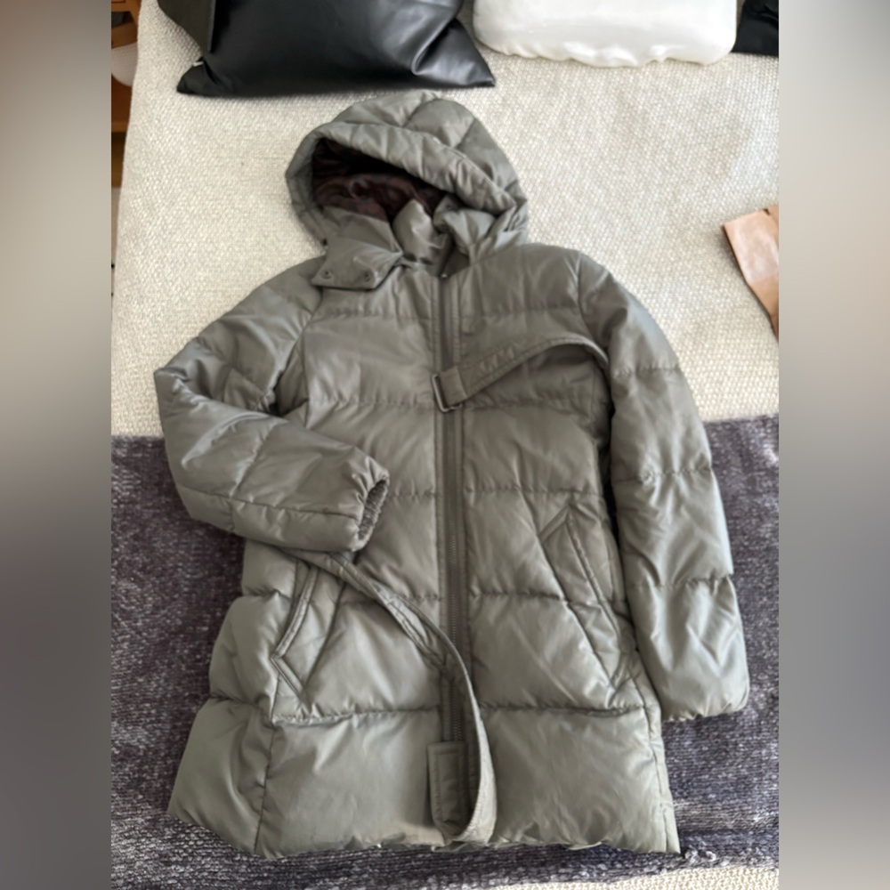 Coach Olive Green Long Puffer Coat XS